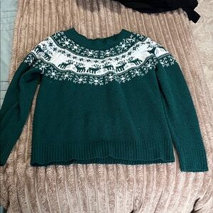 Maurices Forest Green and White Patterned Sweater